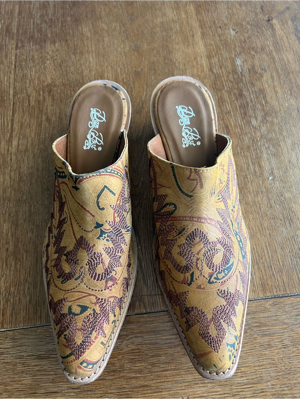 Dan Post Tan Embroidered Western Mules 9 Sundance